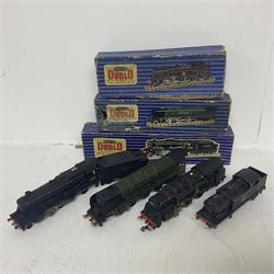 Hornby Dublo - 3-rail Class 8F 2-8-0 freight locomotive no.48158 with tender, Duchess Class 4-6-2 ‘Duchess of Montrose’ locomotive no.46232, Class 4MT Standard Tank 2-6-4 locomotive no.80054, all in original boxes; and Class N2 0-6-2 Tank locomotive no.69567, without box (4) 