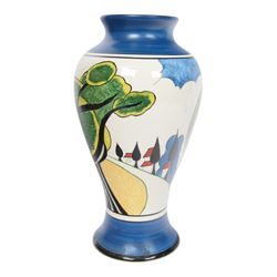 Wedgwood Bizarre by Clarice Cliff, Mei Ping vase, May Avenue hand painted based upon an original, limited edition 61/250, with certificate and box, H31cm 