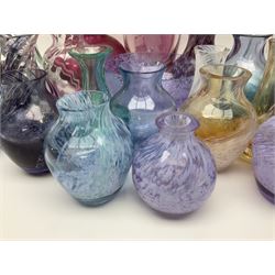 Collection of Caithness glass vases and dishes, to include mottled and swirl designs,  largest 20cm (23)