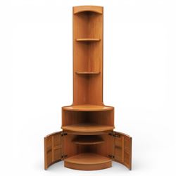 Nathan - 'Squares' corner cabinet, two shelves above an open recess with signature square panelled cabinet doors