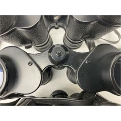 Eleven pairs of binoculars to include Lieberman & Gortz 20x65, Stem (USSR) 7x50, Helios 10x50 Field, Prinz 12x50, Tasco 8x40, Tasco 10x50, etc