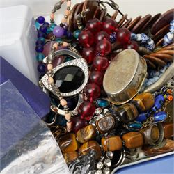 Large collection of costume jewellery and watches including DKNY, stone necklaces etc 