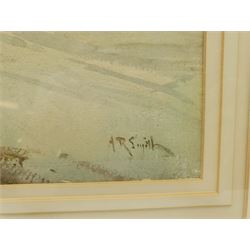 Arthur Reginald Smith (British 1872-1934): Low Tide Whitby Harbour, watercolour signed 26cm x 37.5cm