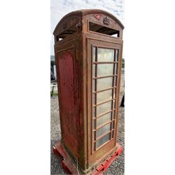 Original 1936 K6 telephone box, Tudor Crown top, painted red - THIS LOT IS TO BE COLLECTED BY APPOINTMENT FROM DUGGLEBY STORAGE, GREAT HILL, EASTFIELD, SCARBOROUGH, YO11 3TX