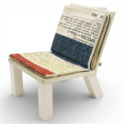 IKEA - ‘Selma’ chair designed by Front in 2009, the shaped wooden frame with white leather...