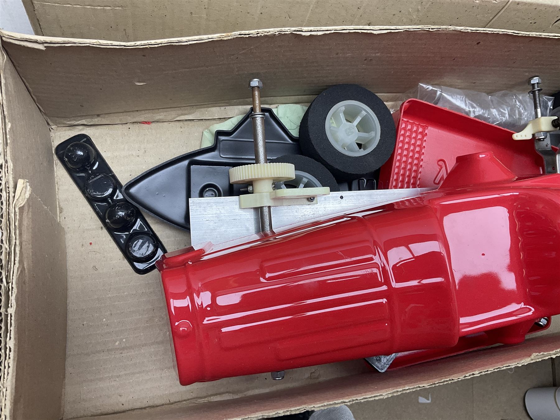 AMT Stock Car Transporter, Kodak Film Racing Team Transporter and Galles-Kraco Indy Car Transporter, Bugatti model etc, all boxed