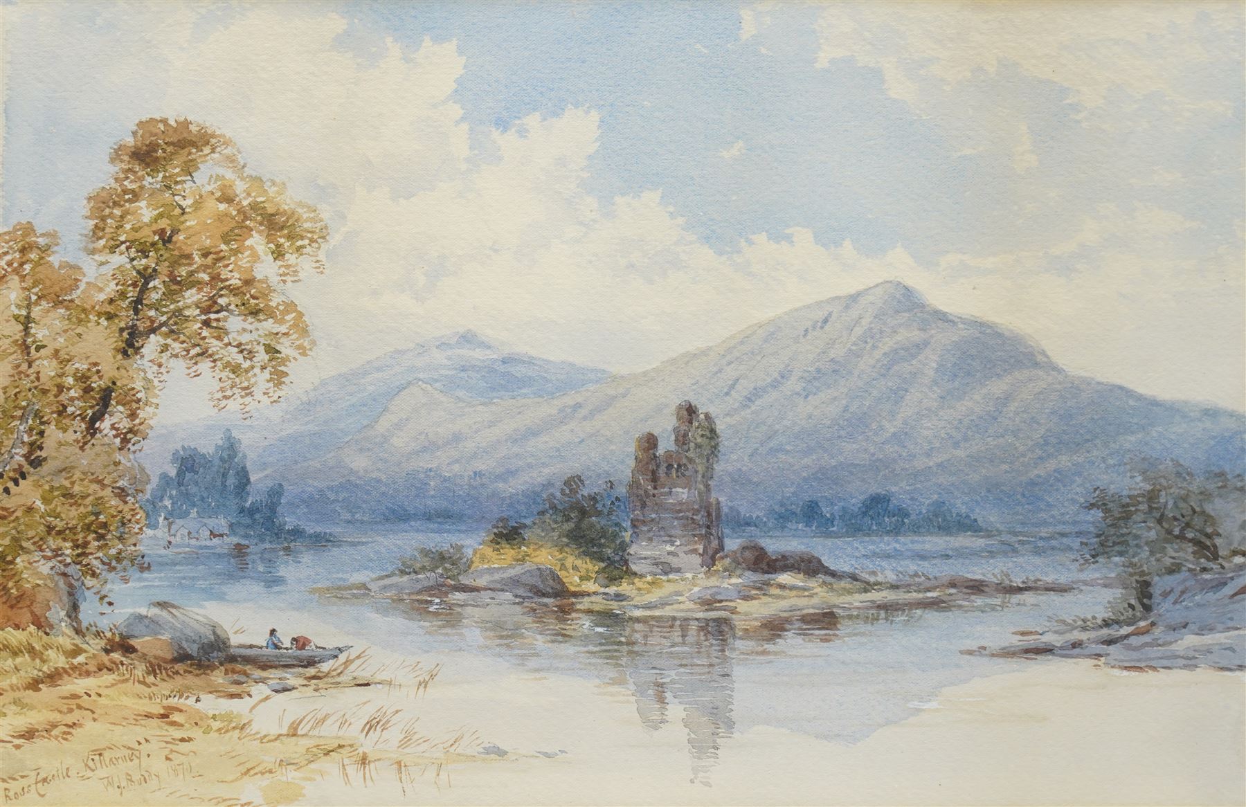 William James Boddy (British 1831-1911): 'Ross Castle - Killarney', watercolour signed titled and dated 1870, 21.5cm x 33.5cm