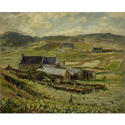 Herbert F Royle (British 1870-1958): 'Lewis Crofts' Outer Hebrides, oil on canvas signed, titled on artist's address label verso 49cm x 60cm
Provenance: James Bourlet 'Royal Scottish Academy' exhibition label verso dated 1957

