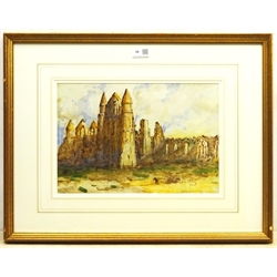  James William Booth (Staithes Group 1867-1953): Whitby Abbey, watercolour signed 25cm x 36.5cm  

