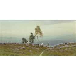 Herbert Tomlinson (British 1845-1931): Clent Hills Worcestershire, pair gouaches signed and dated 1908, 27cm x 53cm