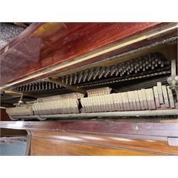 Early 20th century mahogany cast iron overstrung upright piano by Wilhelm Menzel Berlin