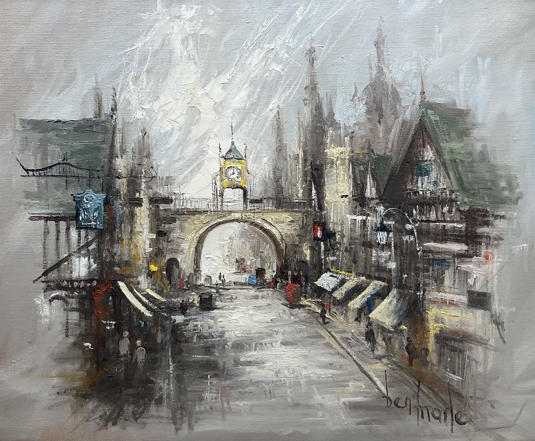 Ben Maile (British 1922-2017): Eastgate Clock Chester, oil on canvas signed 50cm x 60cm