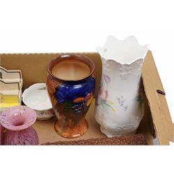 J S Akroyd - Lakeland glass vase, Mdina vase, carved Indian box, costume jewellery and other model vehicles etc