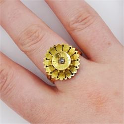 Victorian 18ct gold single stone rose cut diamond circular ring, Birmingham 1863