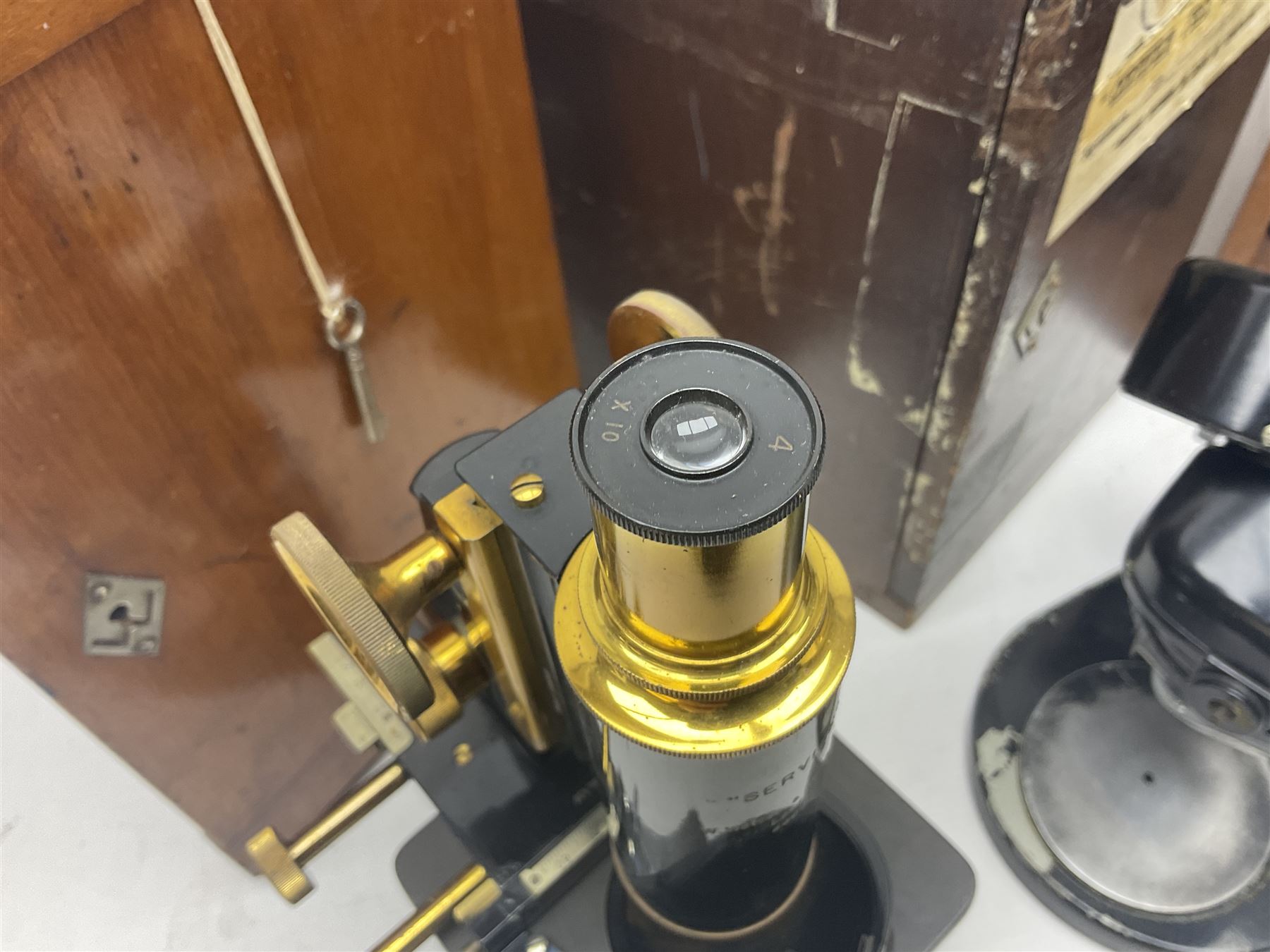 Three W. Watson & Sons microscopes, comprising Barnet binocular no 125253, Kima no 123196 and Service no 44858, all boxed 