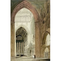 Charles Robert Swift (British early 20th century): York Minster Interior, watercolour signed and dated '25, 35cm x 25cm