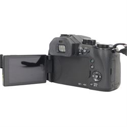 Panasonic Lumix DMC-FZ330 DSLR camera body with a Leica DC Vario-Elamrit 1:2.8/4.5-108 ASPH lens, with lens cap, hood and carry strap, in Lowepro carrycase 