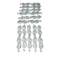 Set of eleven 19th century cast iron ornate stair or banister spindle supports, of scrolli...