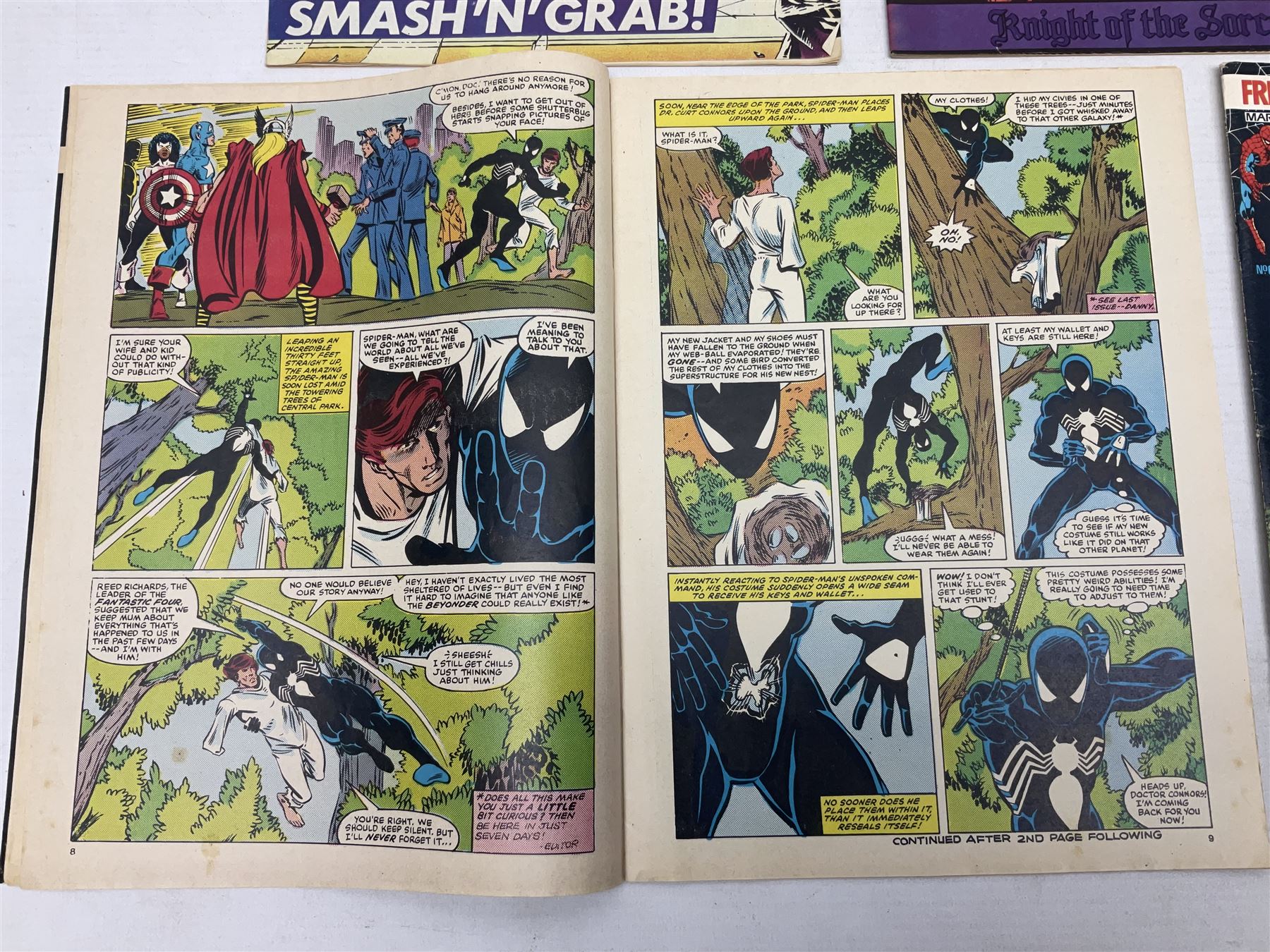 Spider-Man comics (1982-1985) nos 500-527, 529-535, 537-552, 579-602, 604-614, 620-626, and 628-631 (97)