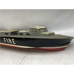 Model of a rescue fire rescue launch boat, painted white black and red hull with grey painted decks, L90cm