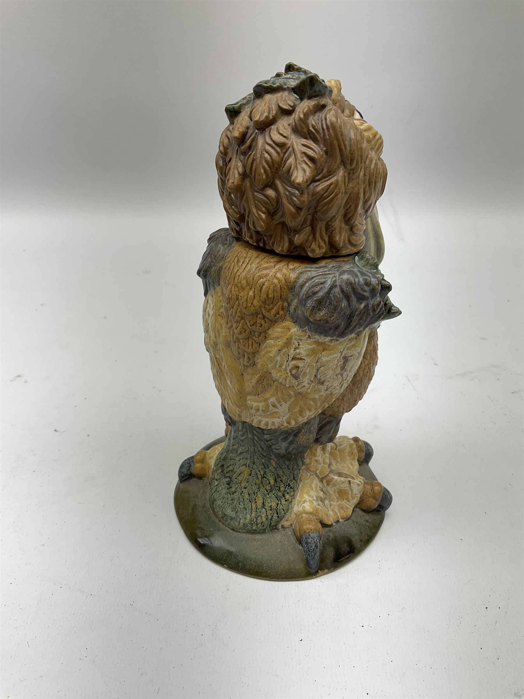 Burslem Pottery 'Boris the Gangster' stoneware novelty jar, in the style of Martin Brothers, modelled as a Grotesque bird, designed by Andrew Hull, with impressed marks beneath, H18.5cm