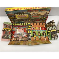 Berwick Toys High Street Shops layout with well-stocked sweet shop and post office; H.C.F. Build A Farm set; and Jukepet battery operated miniature jukebox; all boxed (3)