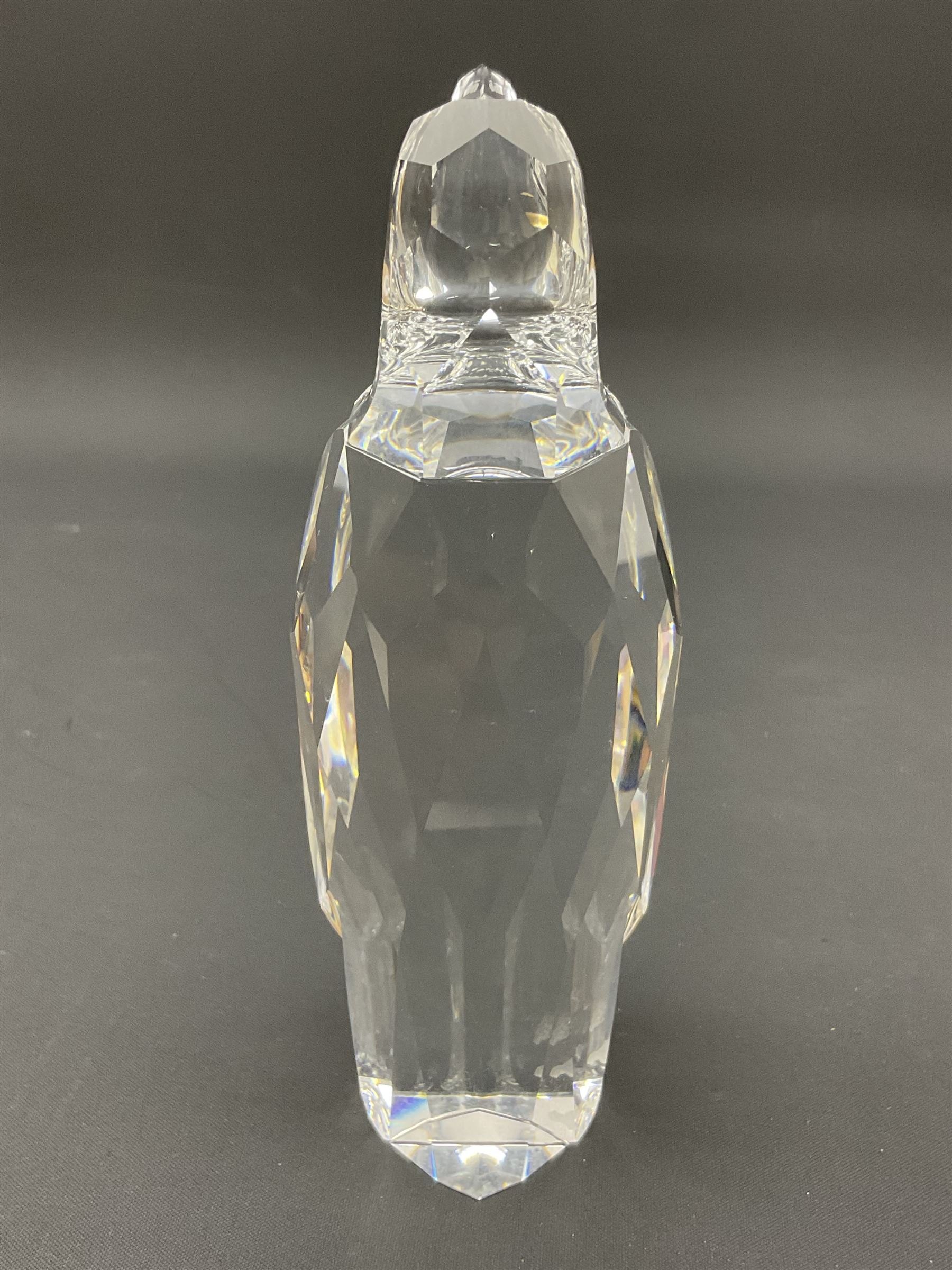 Swarovski Crystal penguin family group, comprising pair of adults and chick, tallest H13cm