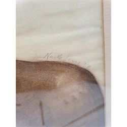 Alfred Neville Lewis (South African 1895-1972): Bust Portrait of a Nude Girl, watercolour and crayon signed and dated '57, 46cm x 37cm