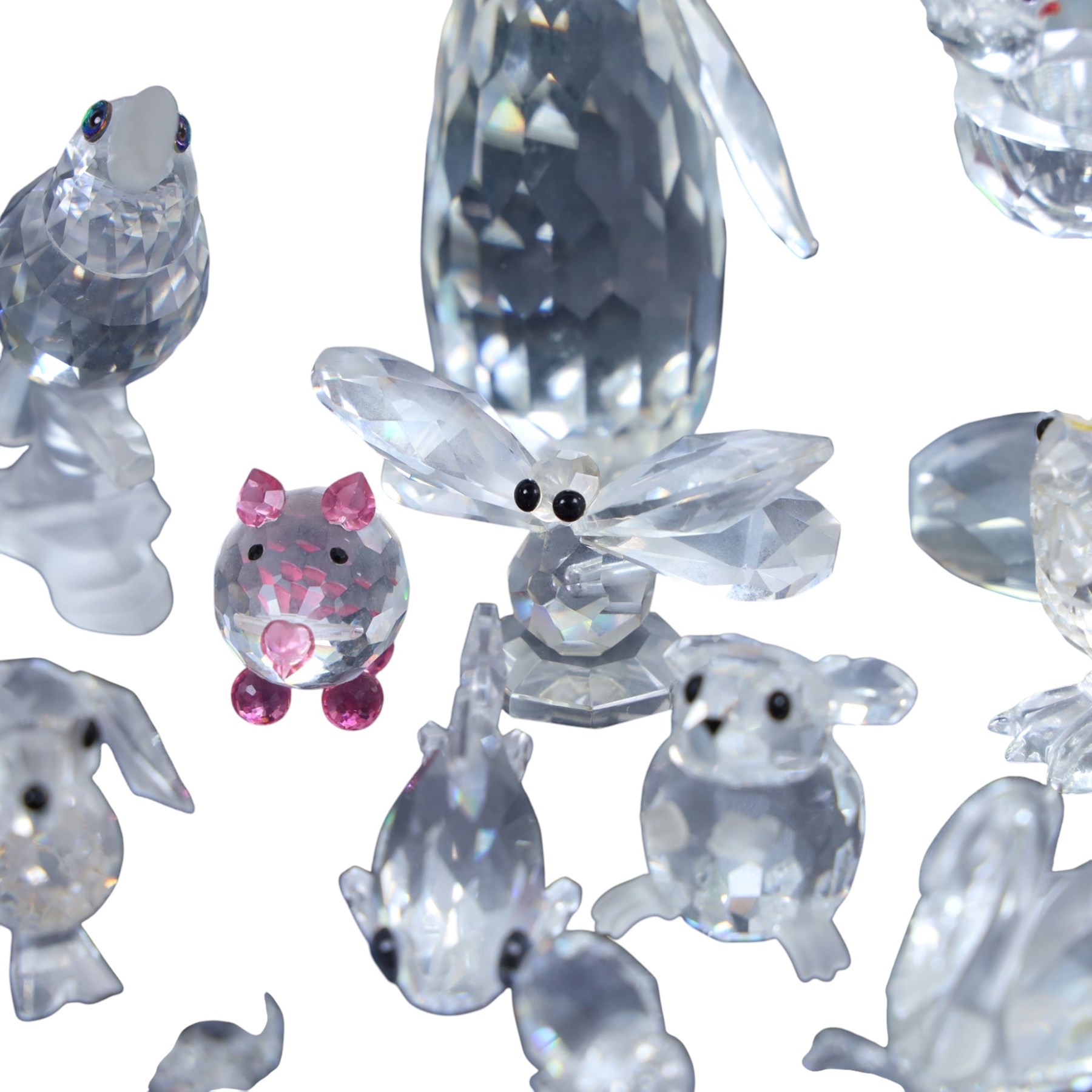Collection of Swarovski and similar, including dogs, birds, animals etc