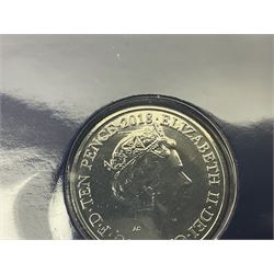 Queen Elizabeth II United Kingdom 2018 A-Z ten pence coin collection, including completer medallion, housed in a 'Change Checker' ring binder folder


