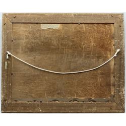 Circle of Henry Moret (French 1856-1913): Sunlit Rocky Coastline, oil on canvas laid on to panel indistinctly signed l.l. 49cm x 64cm