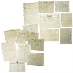 Collection of 18th and 19th century newspapers including Kentish Gazette 1773, five copies...