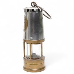 Railwayana - Early 20th century Sherwood Limited fog man's hand lamp with blue red and amber glasses, H31cm; together with an Eccles 'The Protector Lamp & Lighting Co' miners lamp, impressed D113 (2)