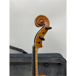 Viola with 39.5cm two-piece maple back and ribs and spruce top, bears label 'Camille Violins William Piper Anno.1982 No.99 Birmingham', overall L66cm; in modern French Orly fitted case with Martin Leipzig silver mounted pernambuco violin bow