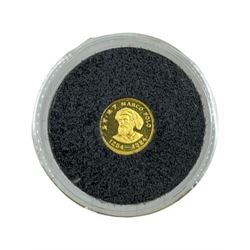 Three gold coins, from 'The Smallest Gold Coins of the World Collection', comprising China 900/1000 1 gram, China 999/1000 one twentieth of an ounce and Mexico 900/1000 one twentieth of an ounce, all with Westminster certificates (3)