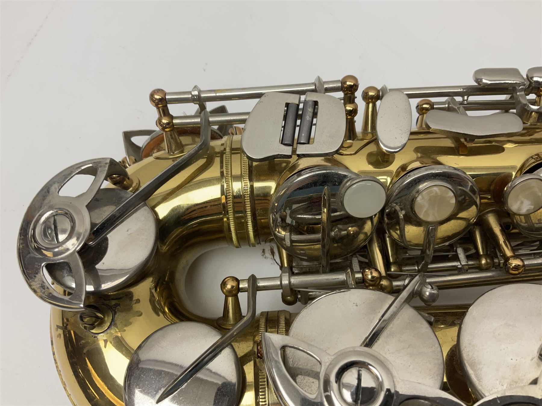 St Louis Alto saxophone, serial no.82437 in John Packer JP Blues 141 carrying case; with two-piece saxophone stand