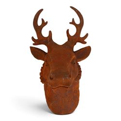 Wall mounted cast iron stag, H66cm