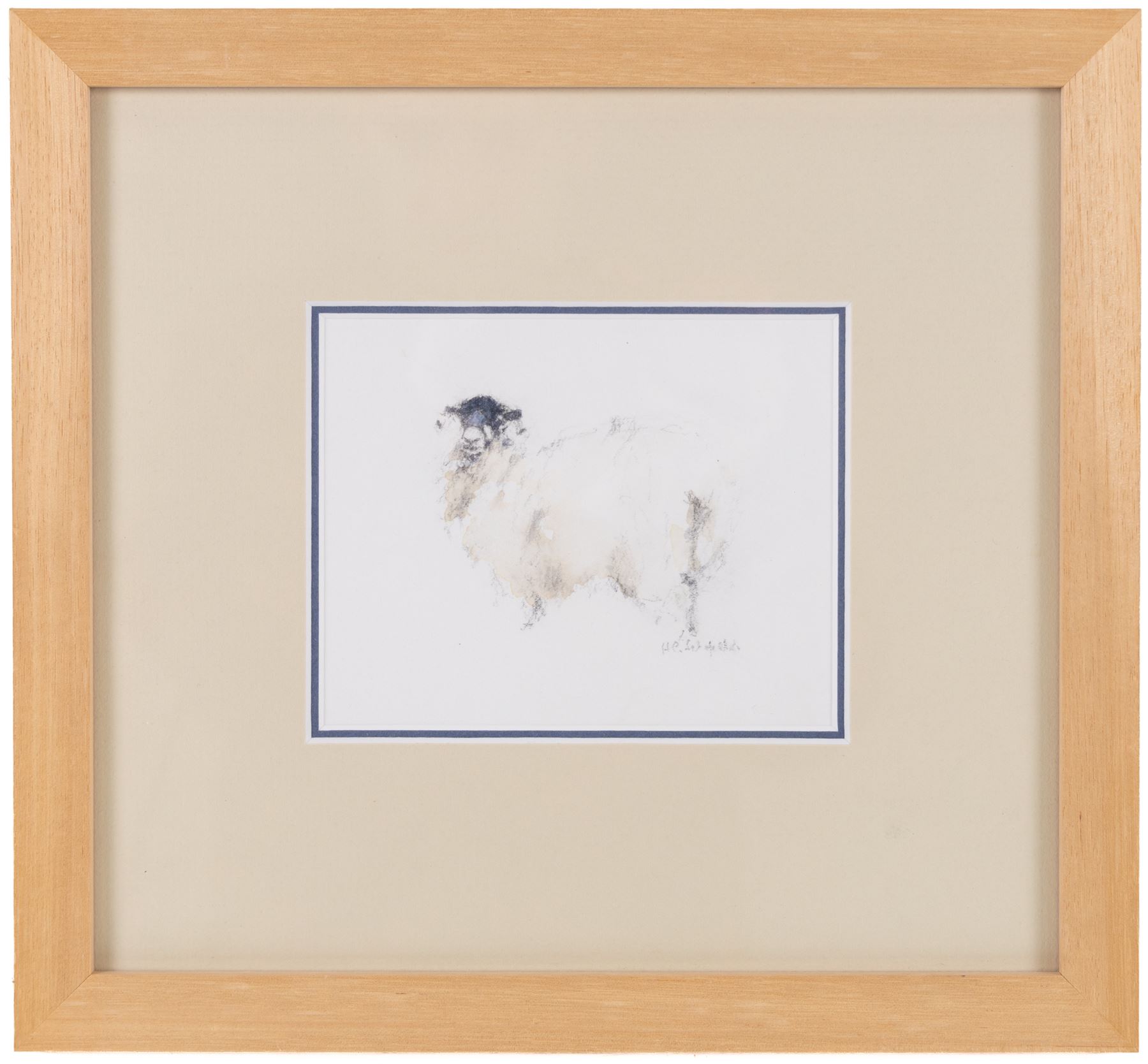 HC Schofield (British 20th Century): Sheep and Ram, two watercolours signed 10cm x 12cm (2)