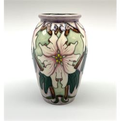 A Moorcroft vase, of ovoid form decorated in the Blakeney Mallow pattern,  by Sarah Brummell-Bailey, with impressed and painted marks beneath, H11cm.