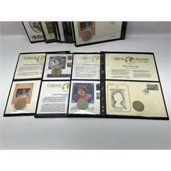 Fifty-two coin covers including five pound coins, crowns, Royal event commemoratives etc