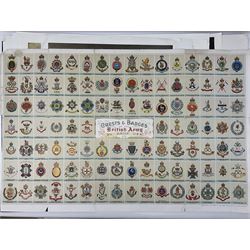 Large poster entitled 'Crests and Badges of the British Army in Daily Use 56 x 86cm; together with twenty-five colour prints of military interest including Crimean War, Boer War, WW2 etc; various sizes; all unframed