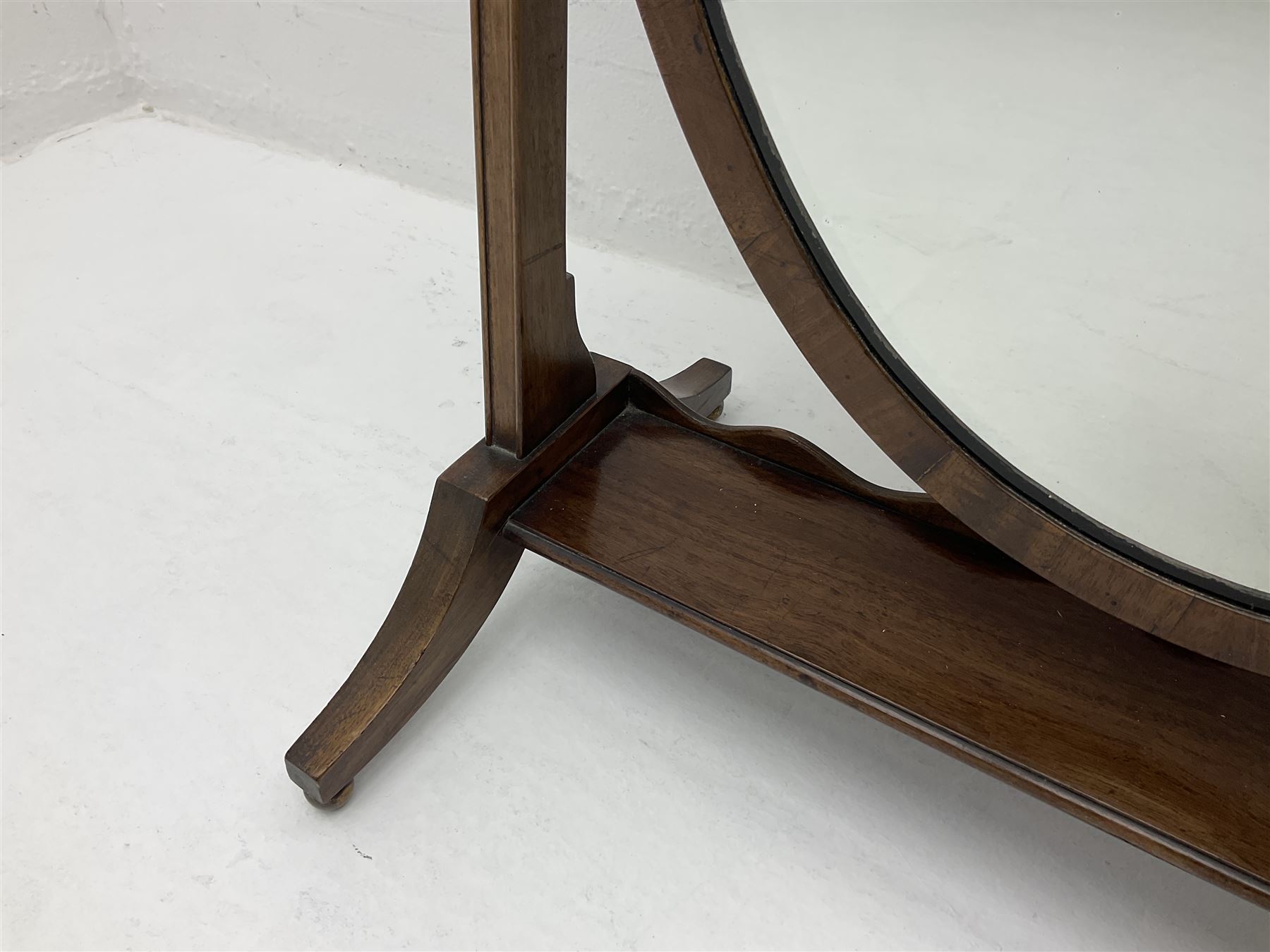 Mahogany framed Georgian style oval dressing table mirror, H65cm