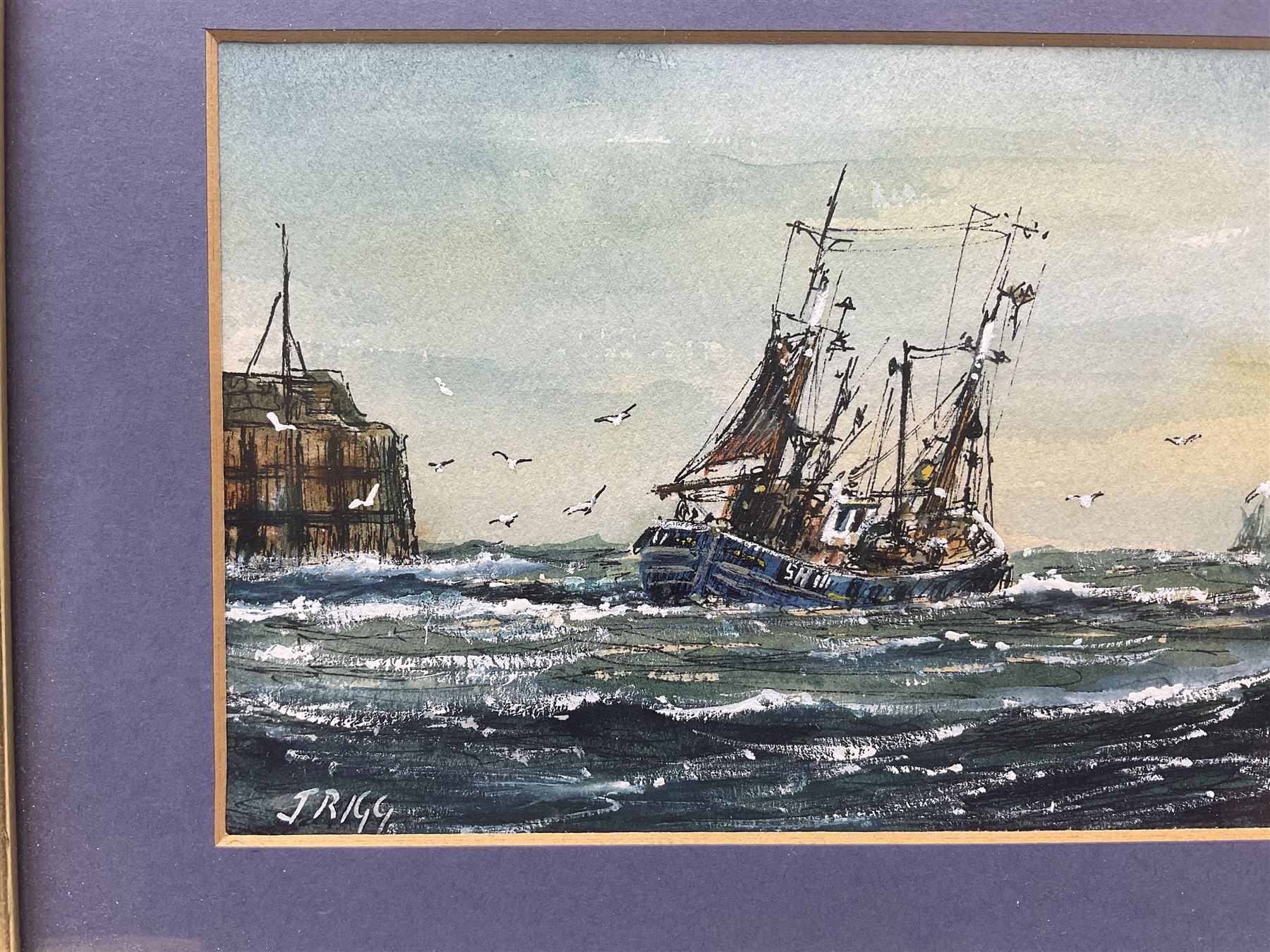 Jack Rigg (British 1927-2023): Scarborough Fishing Vessel Leaving the Harbour, watercolour signed 11cm x 17cm