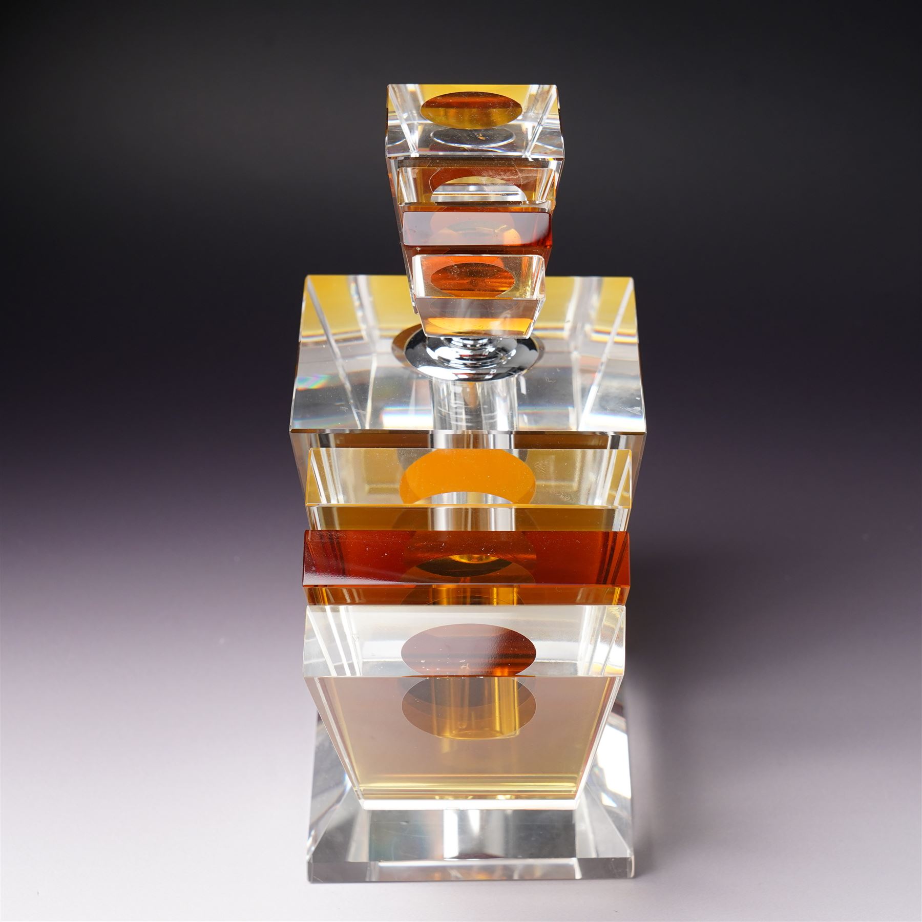 Large Art Deco design glass perfume bottle, H22cm