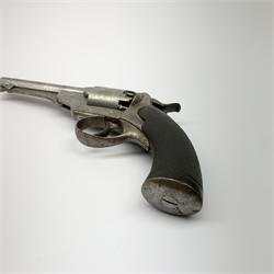 19th century English Kerr's Patent five-shot 54-bore side hammer percussion cap revolver, the 14cm octagonal barrel indistinctly marked to the top 'London Armoury', engraved 'Kerr's Patent 624' on the right frame beneath the cylinder, chequered walnut stock 30cm overall