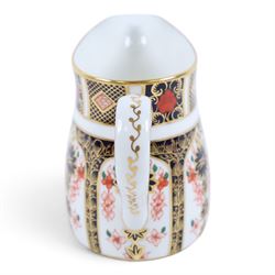 Royal Crown Derby Old Imari 1128 pattern teapot, sugar bowl and milk jug, teapot H20cm