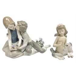 Two Lladro figures, comprising Wistful Centaur no 5319 and Precocious Courtship no 5072, both with original boxes, largest example H15cm
