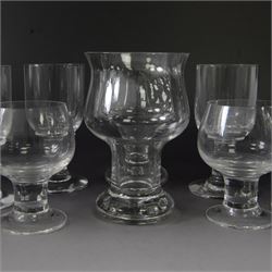 Dartington Crystal pieces designed by Frank Thrower, including claret glasses, Vin decanter, ale glasses and brandy glasses