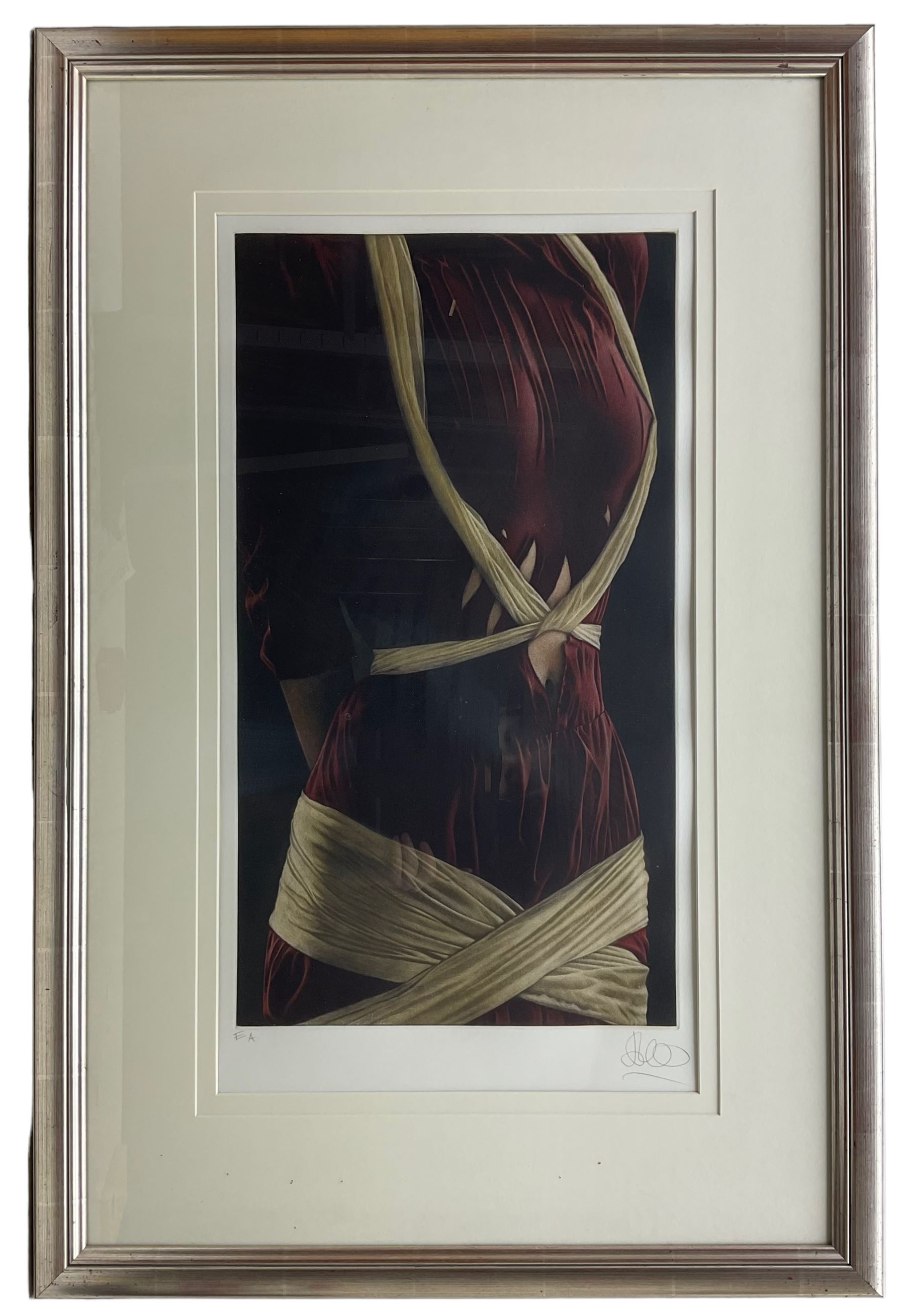 Willi Kissmer (German 1951-2018): 'White Ribbons', limited edition coloured etching signed in pencil, titled verso 65cm x 35cm 