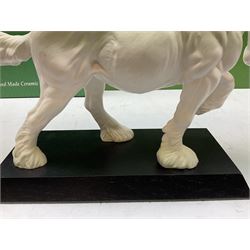 Five Beswick and Royal Doulton horse figures in matt white on black plinths, comprising of  Spirit of Affection no. 2689/2536, Springtime no.2837, Spirit of peace no.2916, Spirit of earth no.2914 and Spirit of the wild no. 183, together with a composite figure of a horse (6)